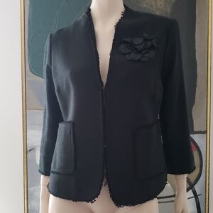 Old Navy | Cropped Blazer with Frayed Edges and Flower Detail
